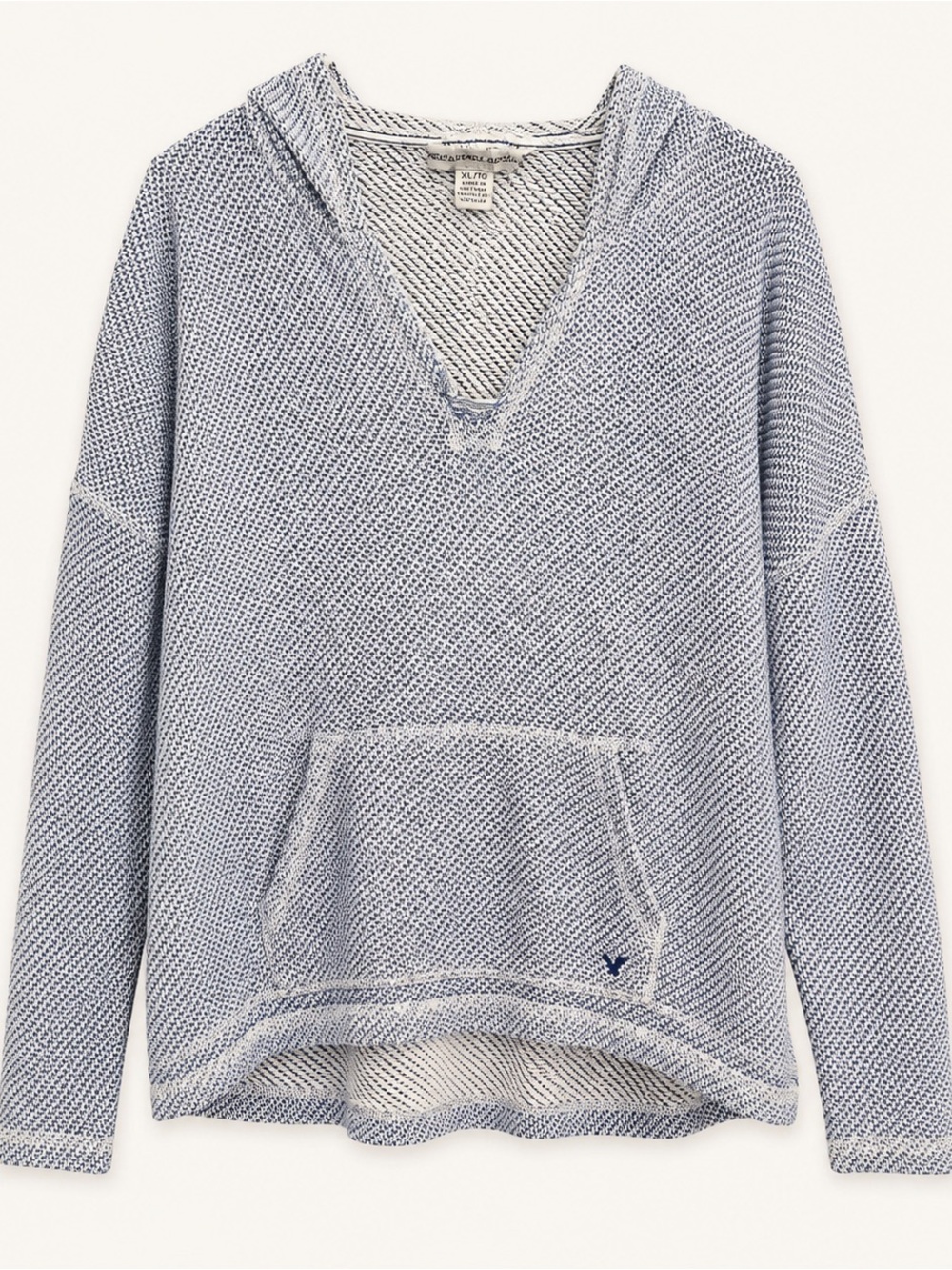American Eagle Outfitters Light Blue V-Neck Hooded Sweater